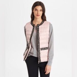 Karl Lagerfeld Light Pink Puffer Tweed Vest Size S